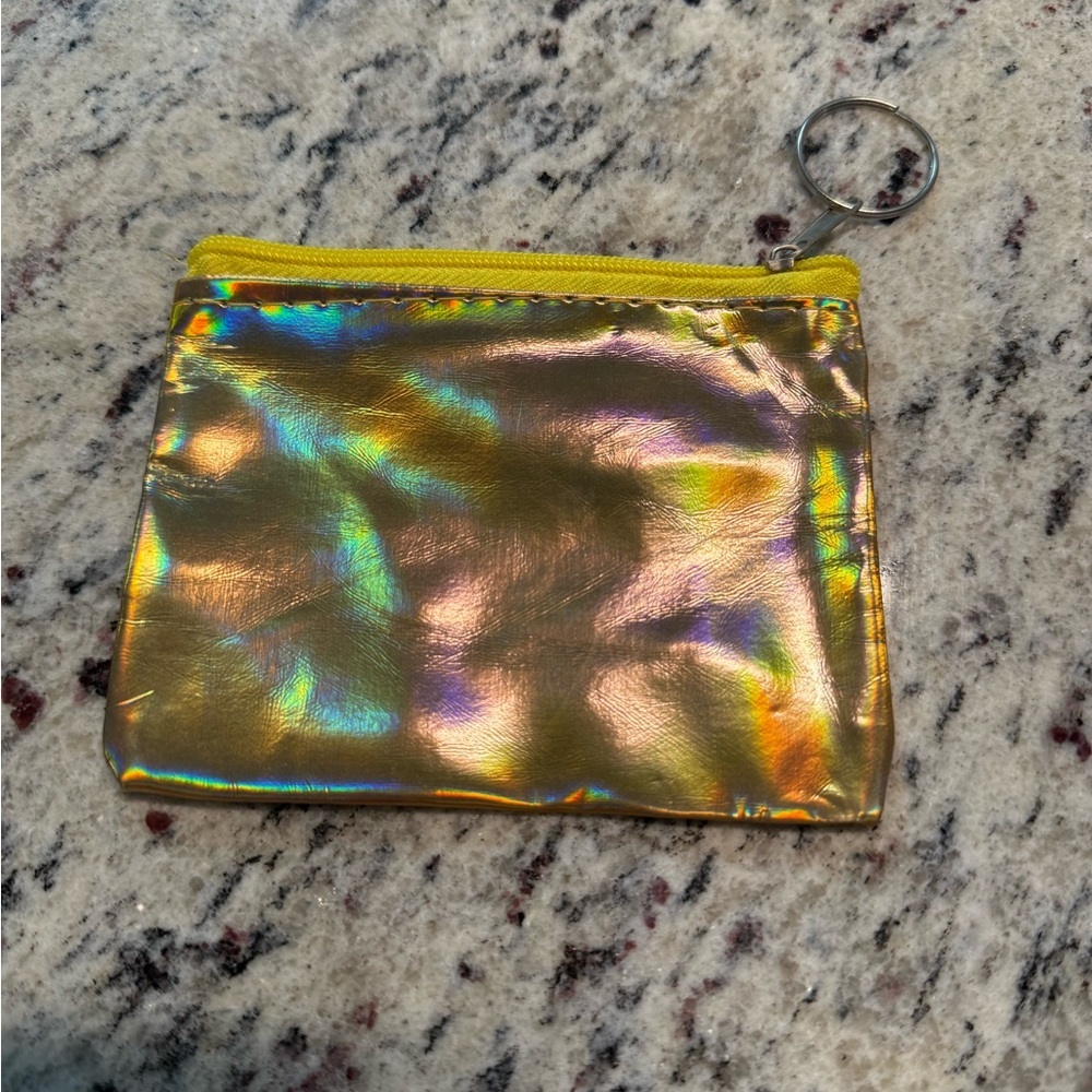 Holographic Gold Coin Pouch with Keyring
